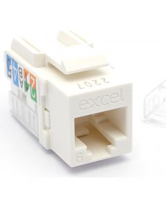 EXL CAT6 90D UNSCRND K/JACK WH